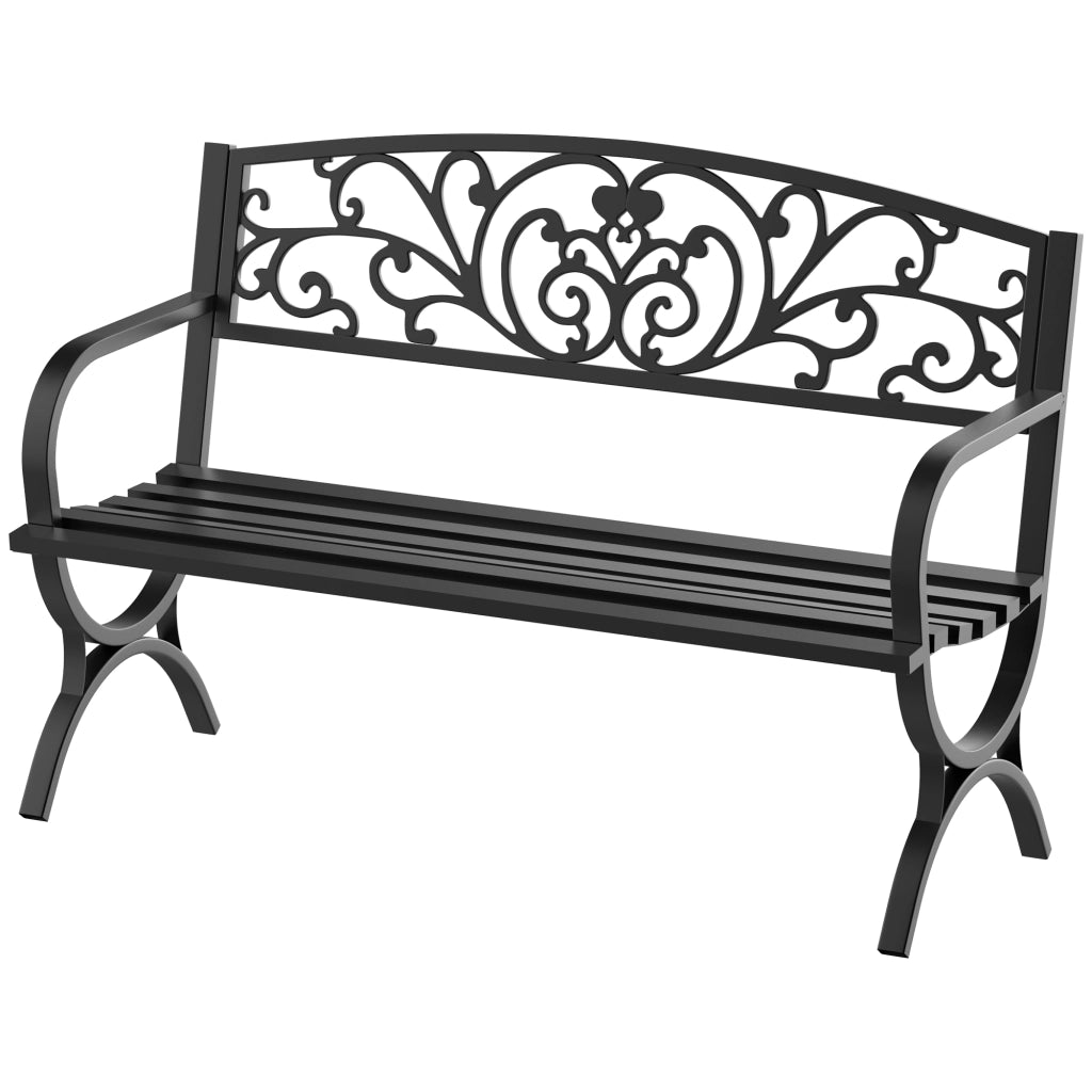 Panchina da Giardino in Metallo Ghisa ¨C Xylo ¨C Nero 127x60x85cm