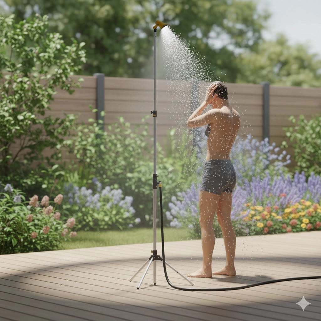 Doccia da giardino multiuso con treppiede portatile per esterno campeggio piscina terrazzo leggera e resistente