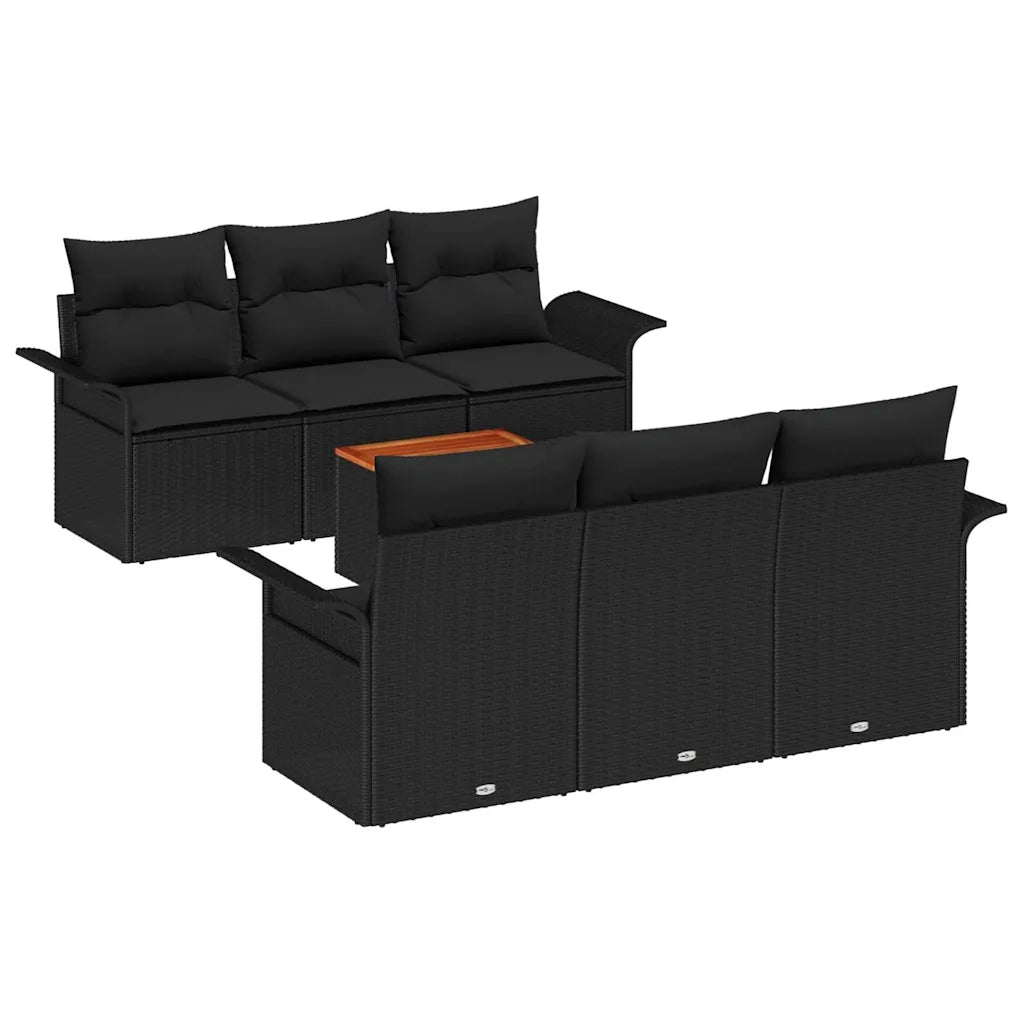 Set Divano da Giardino con archiviazione 7 pcs Nero polyrattan 3355944