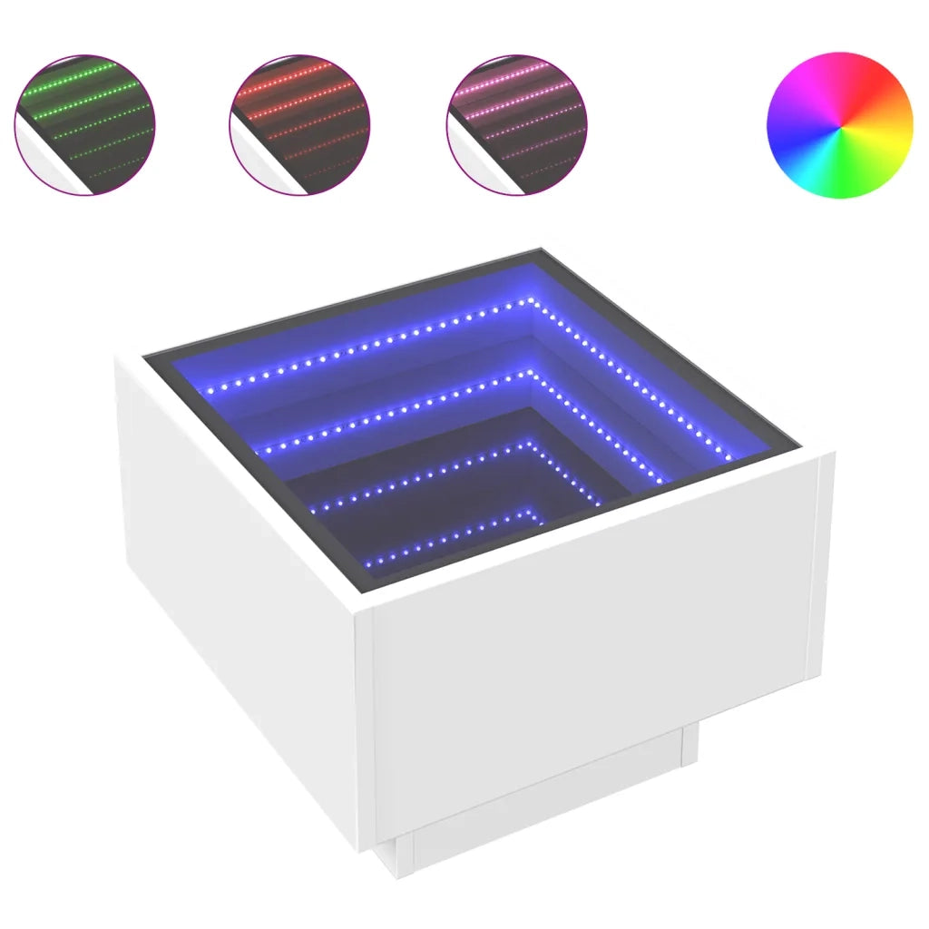 Comodino con LED Infinity Bianco 40x40x30 cm 3284063