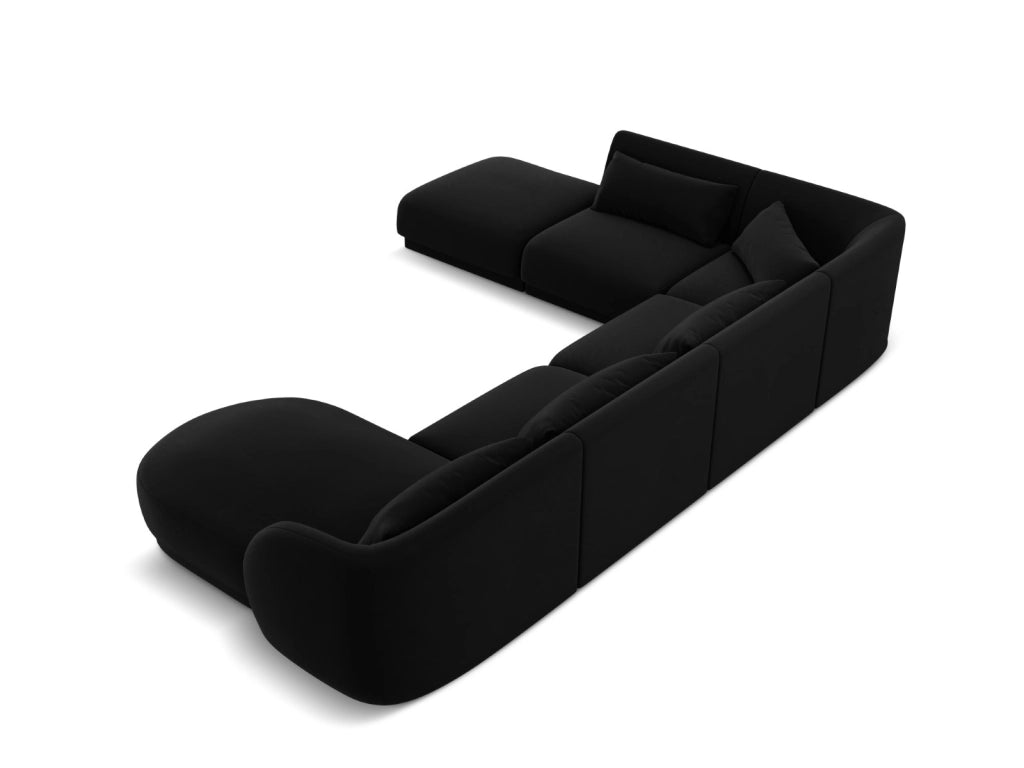 Cosmopolitan Design - Divano panoramico sinistro "Tulum" 6 posti in velluto nero 