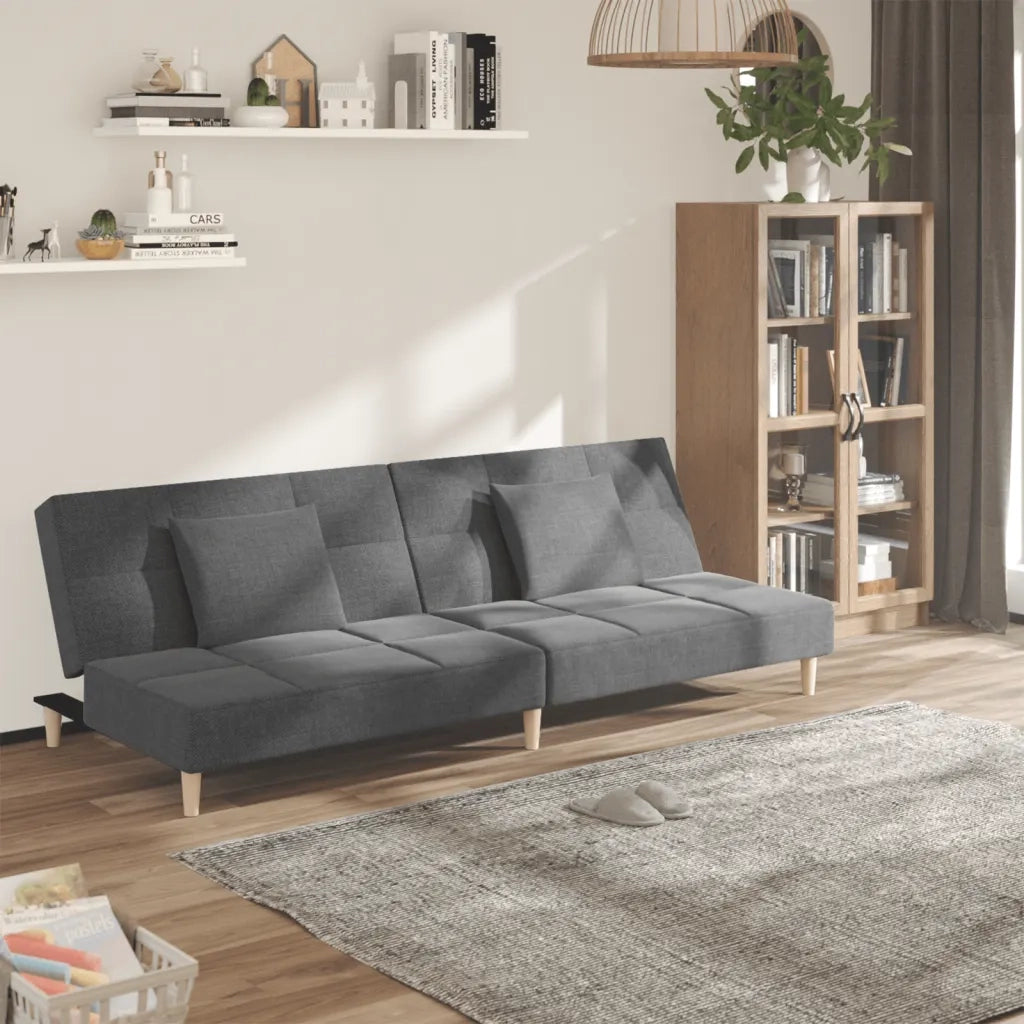 Divano Letto a 2 Posti con 2 Cuscini-Sofa Letto 2 Posti-Daybed Grigio Chiaro in Tessuto 909335
