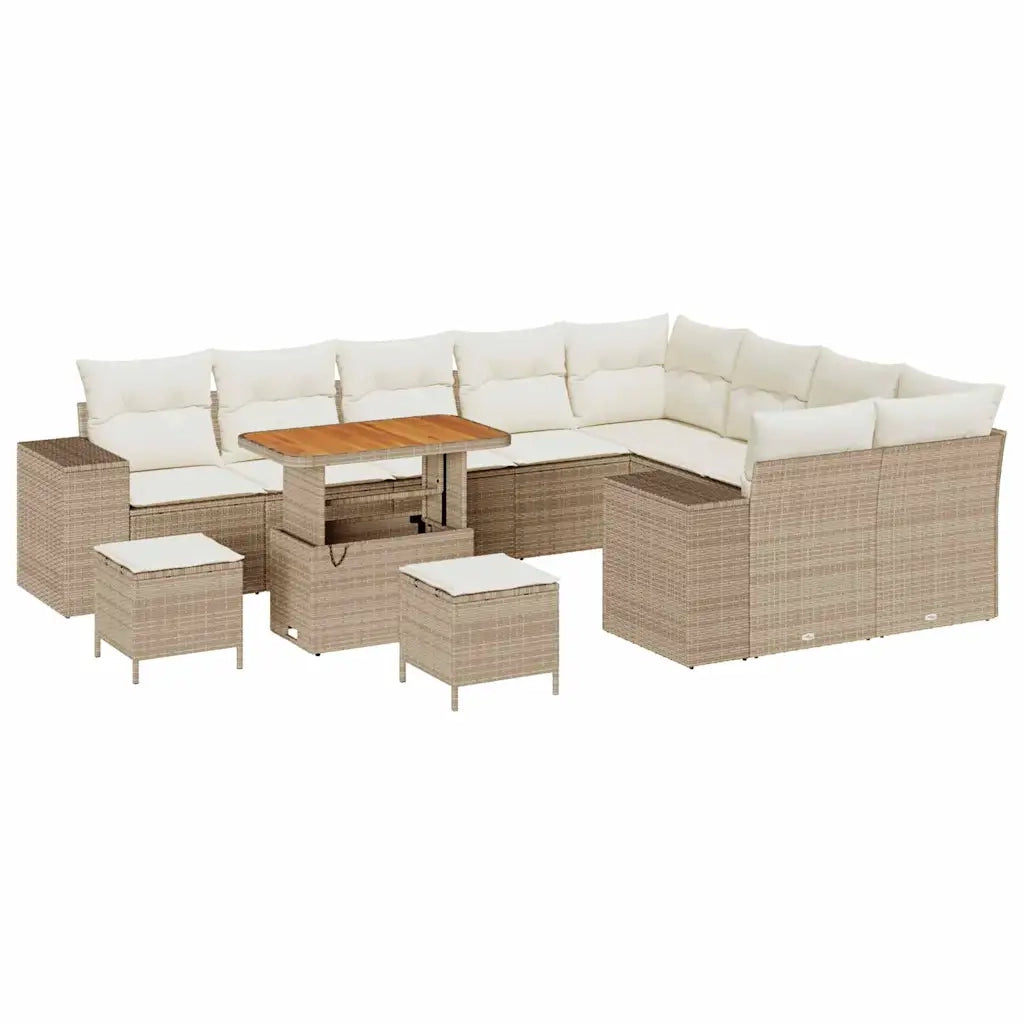 Set Divano da Giardino con cuscino 12 pcs Beige polyrattan 3362046