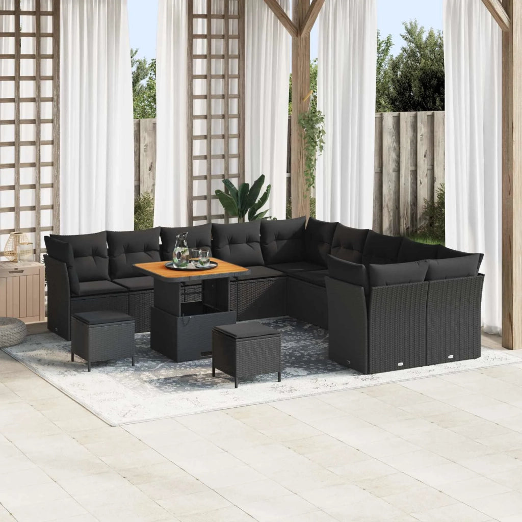 Set Divano da Giardino 13 pcs Nero polyrattan 3361539