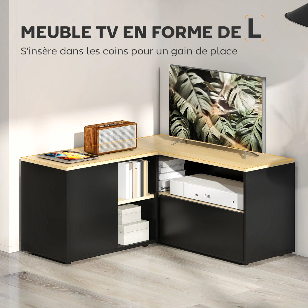Mobile TV Angolare ¨C Minimal ¨C Quercia e Nero 90x90x45 cm