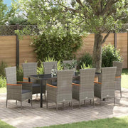 Set da Pranzo per Giardino con cuscino 9 pcs Grigio 3379435