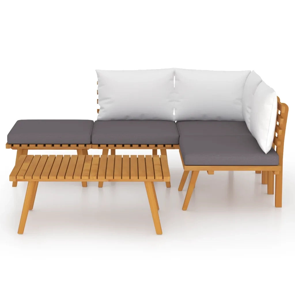 Set Divani da Giardino 5 pz | Set Salotto da Giardino con Cuscini in Massello di Acacia