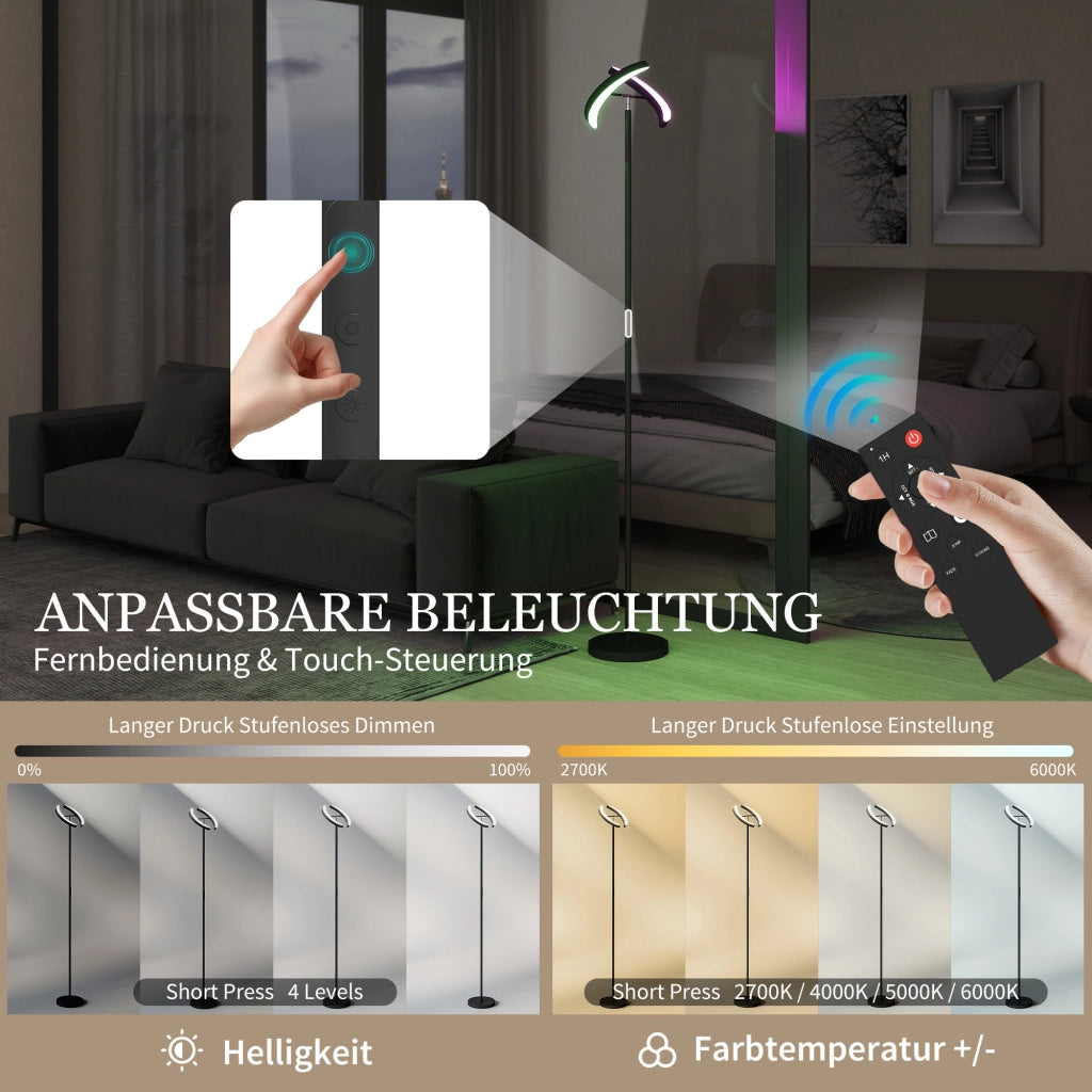 Lampada da terra RGB regolabile e orientabile ¨C zephmum ¨C Nero