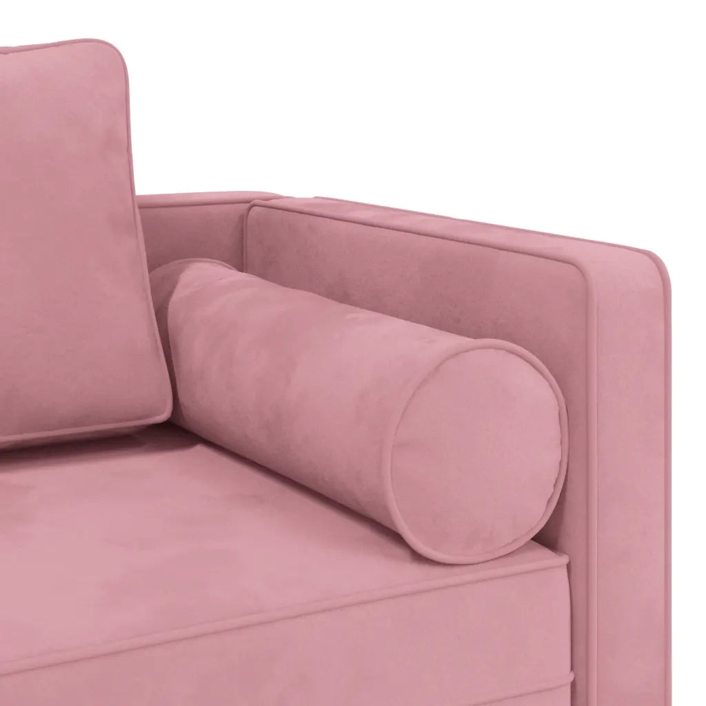 Chaise Lounge con Cuscini Rosa in Velluto 4007574
