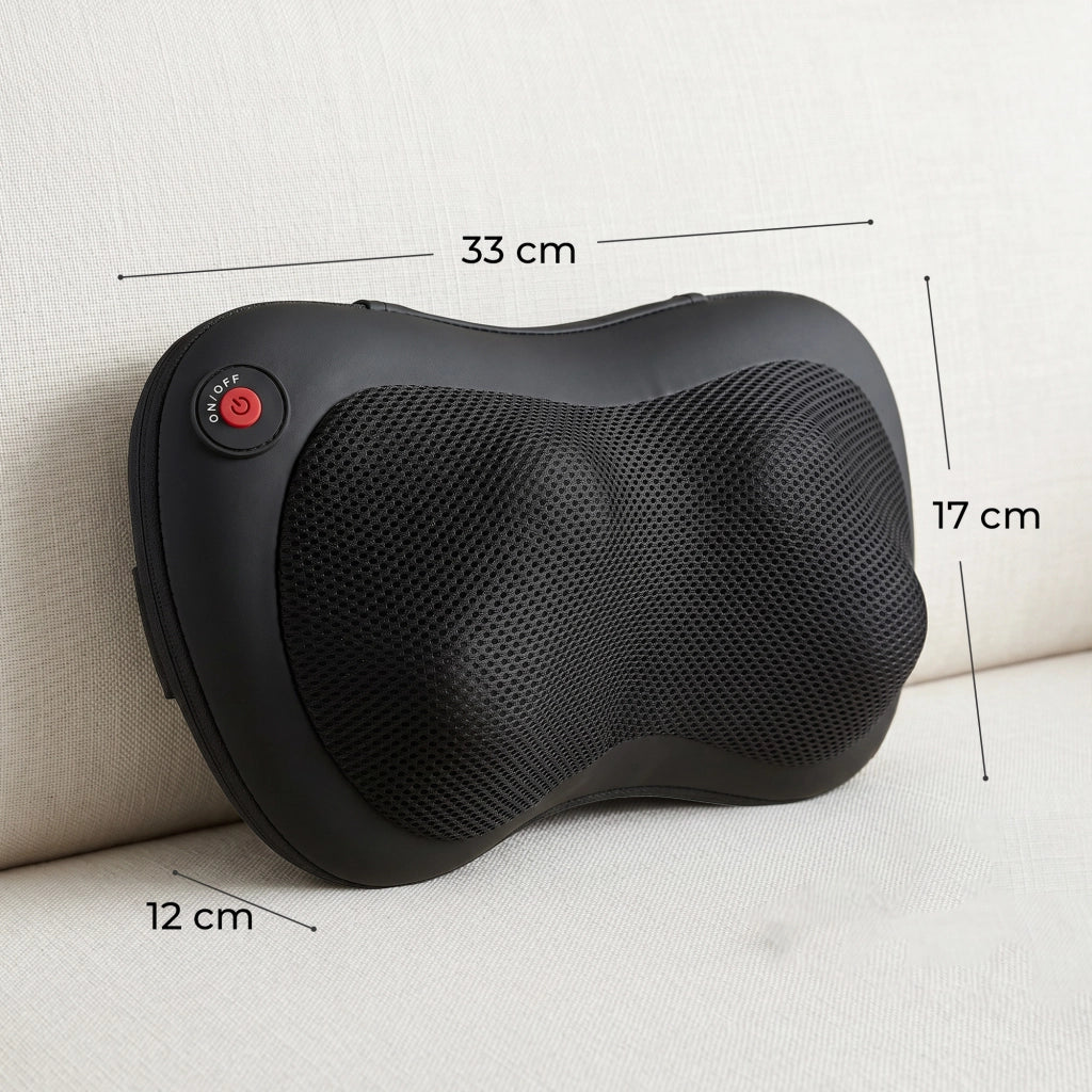 Cuscino Massaggiante Schiena Collo con Riscaldamento e 4 Nodi Shiatsu Nero