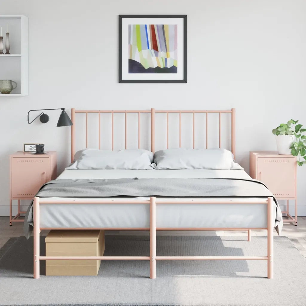 Set di 2 Comodini | Armadio da Notte | Mobiletto da notte Rosa 36x39x60,5 cm in Acciaio