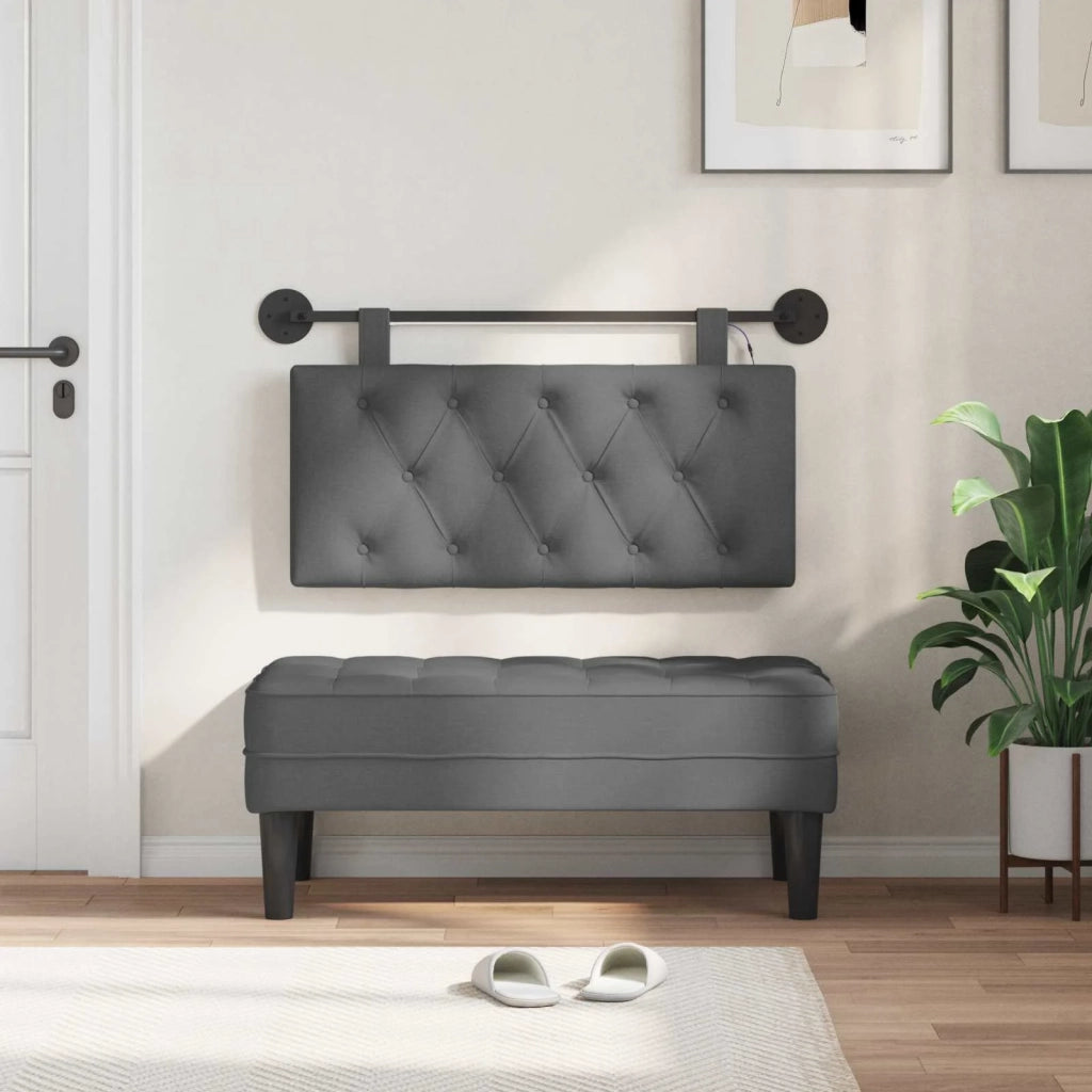 Testiera sospesa Con luce LED Grigio Scuro Tessuto 3424514
