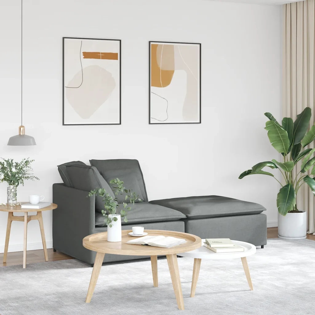 Divano Modulare con Poggiapiedi e Cuscini Tessuto Grigio Scuro 3321208