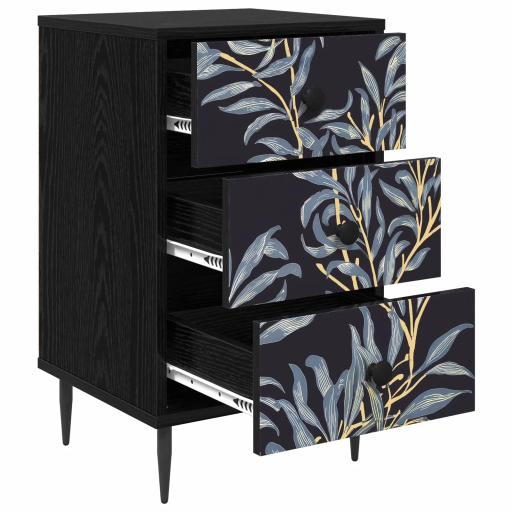 Armadio da Notte DOKKUM Rovere Nero 36 x 33 x 61 cm 8007325
