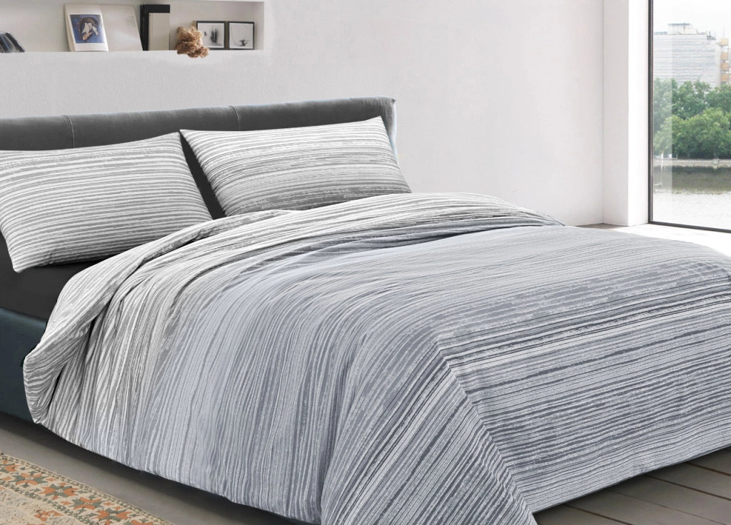 Copripiumino Sacco Piumone 100% Cotone Made In Italy Disegno Padel - Matrimoniale - Grigio