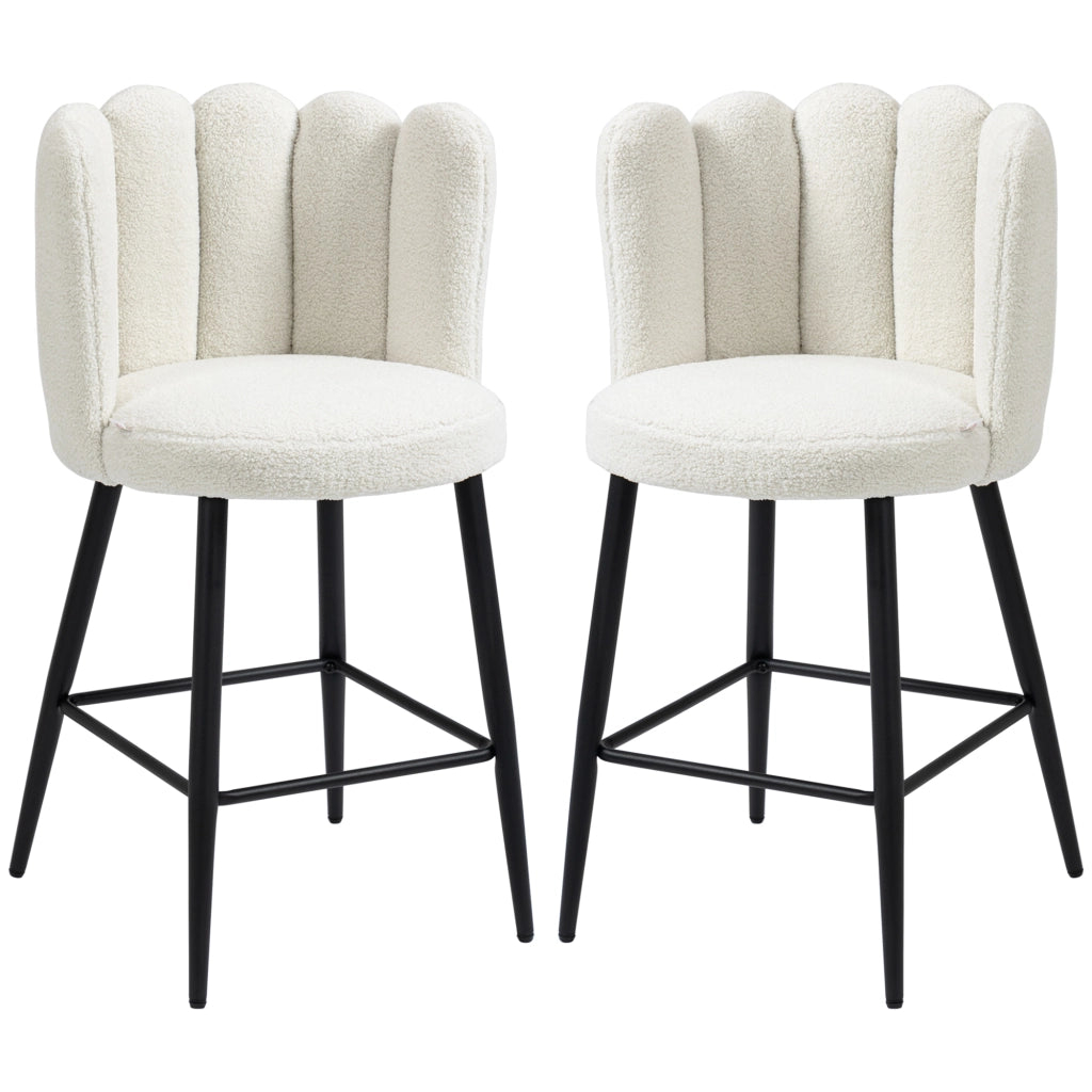 Sgabello da bar con poggiapiedi ¨C zephmum ¨C tessuto effetto lana, nero e crema, 65 cm