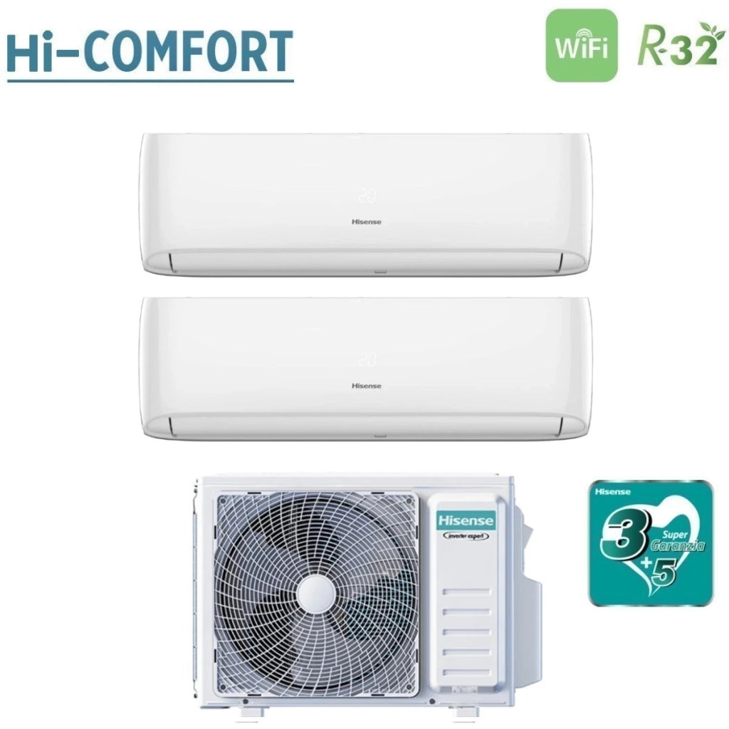 Condizionatore Dual Split Hisense Hi-Comfort 9+12 con 2AMW42U4RGC R-32 Wi-Fi Integrato