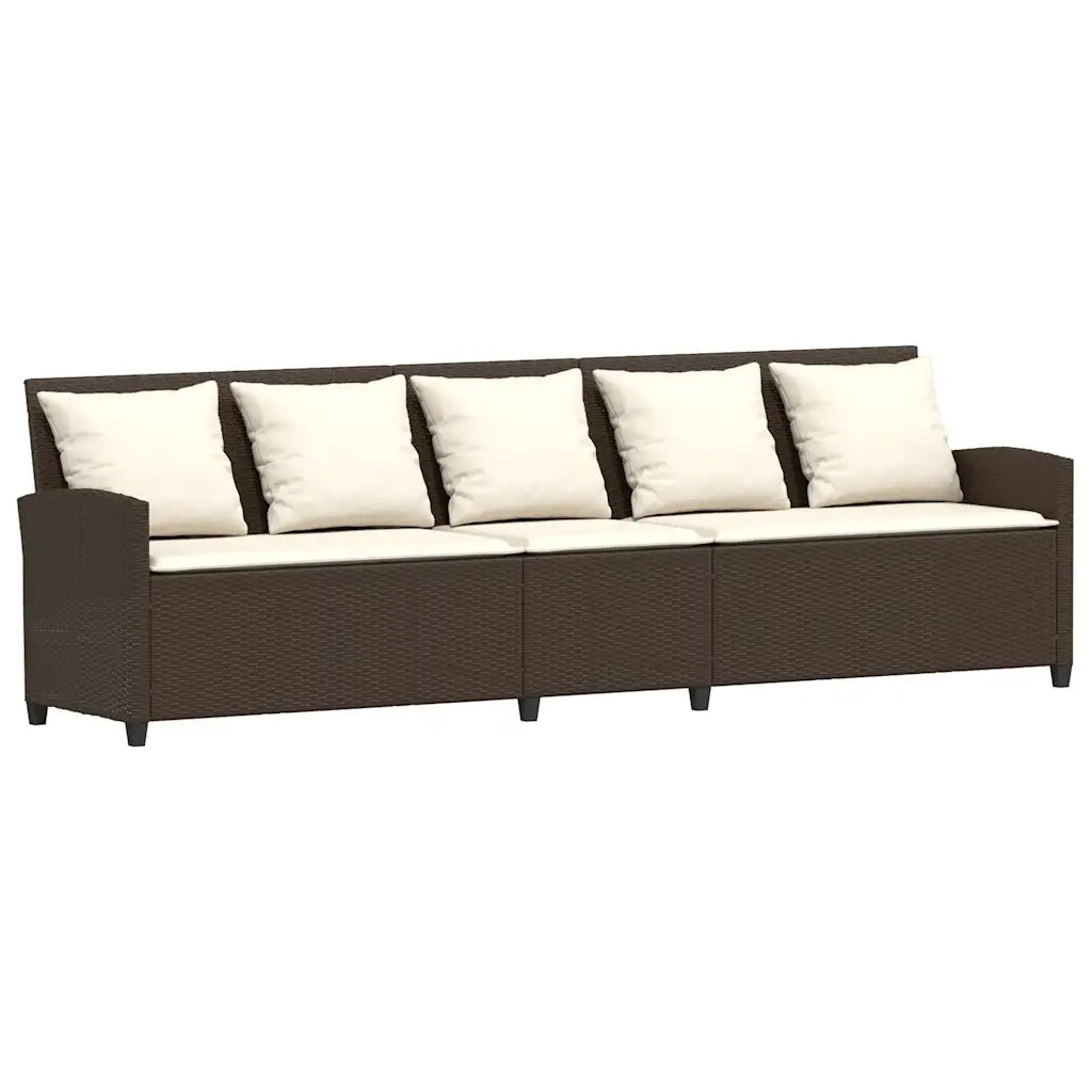 Divano da Giardino con Cuscini in Polyrattan Marrone 3365330