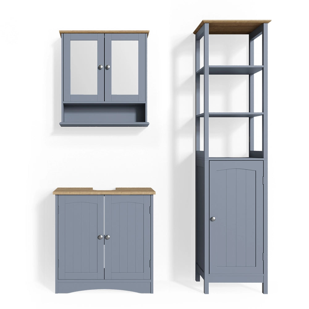 Vicco Set mobili bagno Grigio 3 parti, con colonna