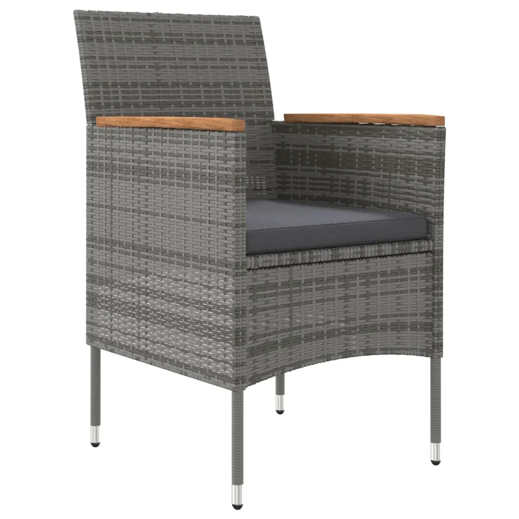 Set da Pranzo da Giardino 3 pz con Cuscini Grigio e Nero 3099335