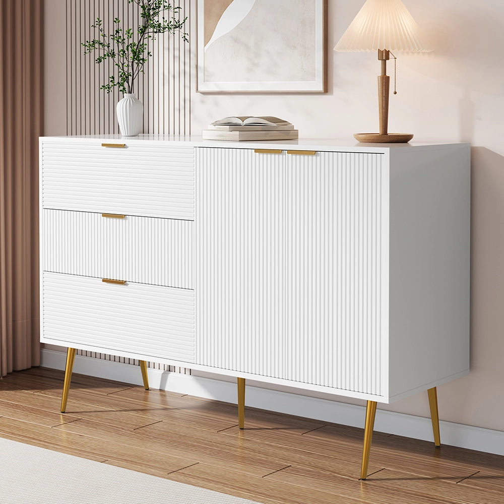 Buffet - Xylo - 140??40??85 cm - Porte e Cassetti con Maniglie Dorate