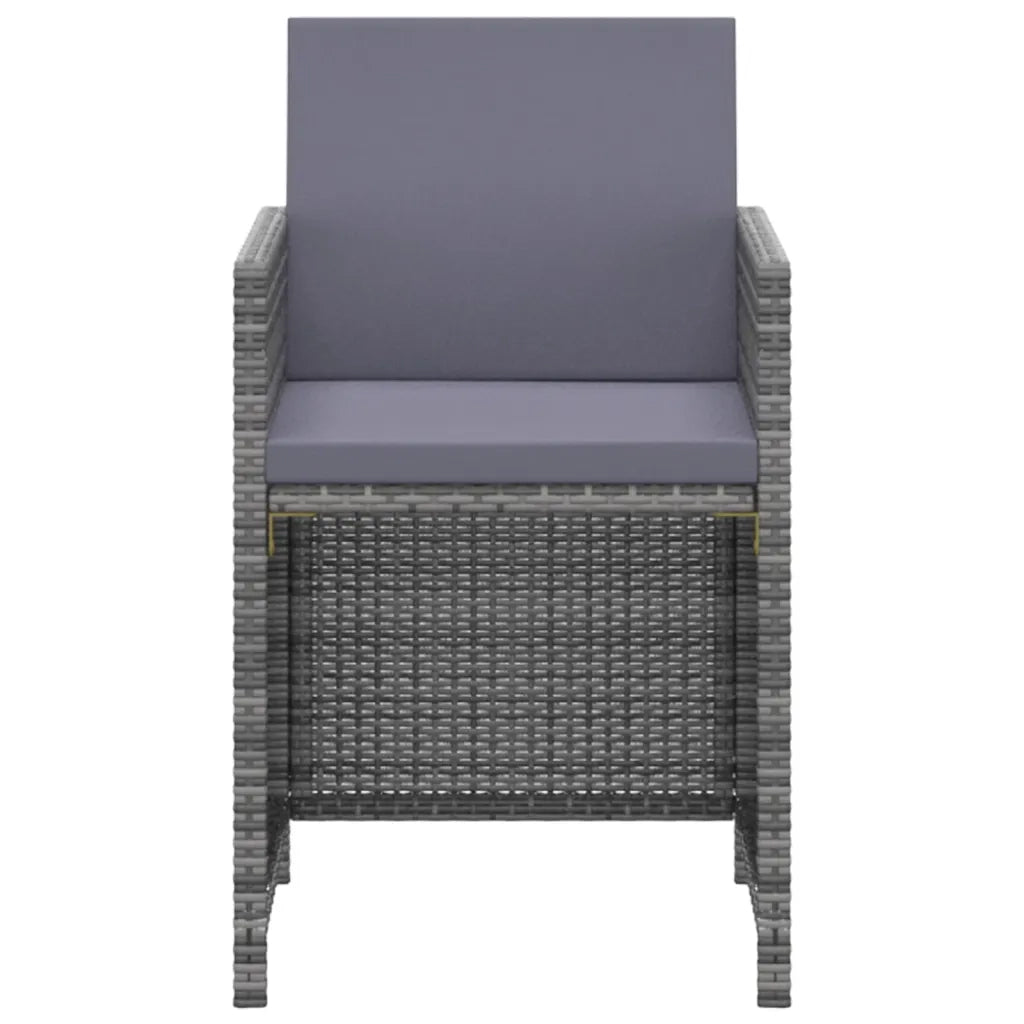 Set da Pranzo da Giardino 3 pz con Cuscini Polyrattan Grigio 3095500