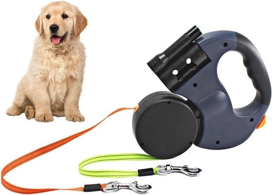 Ripassa doppia con luce LED e contenitore per due cani
