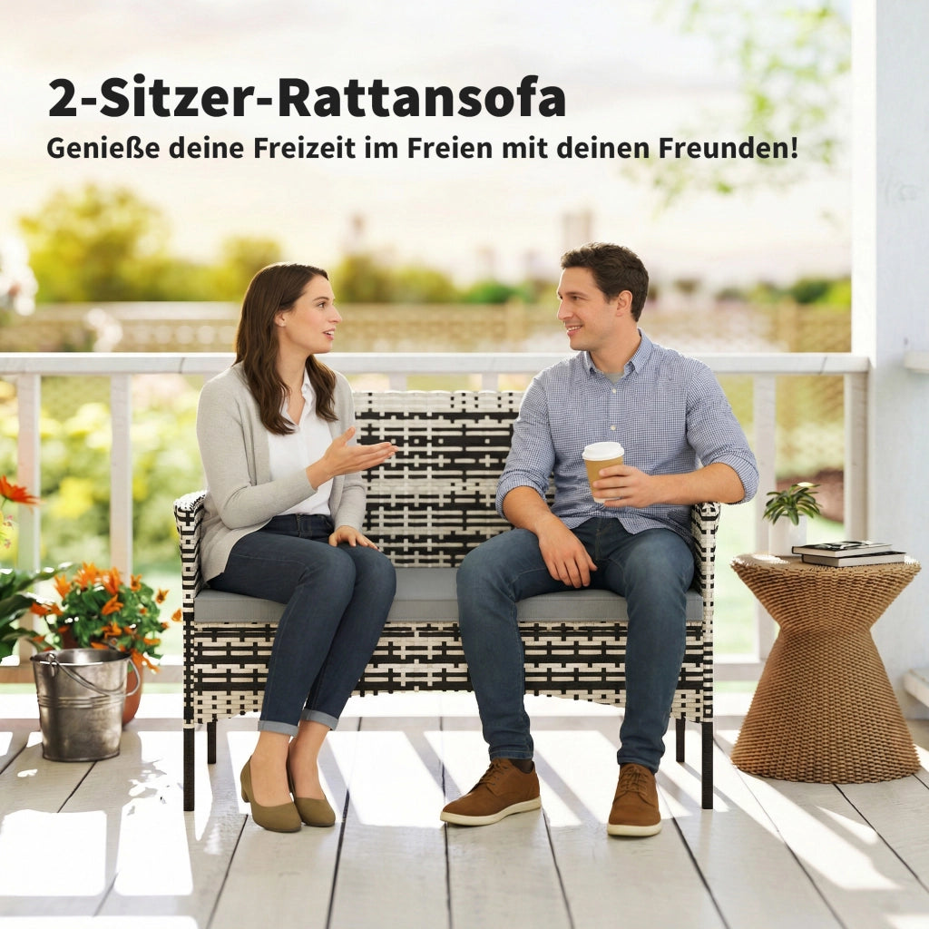 Divano 2 posti in rattan per esterno ¨C zephmum ¨C grigio chiaro