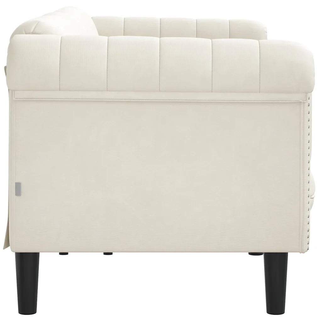 Divano a 3 Posti-Sofa 3 Posti Crema in Velluto