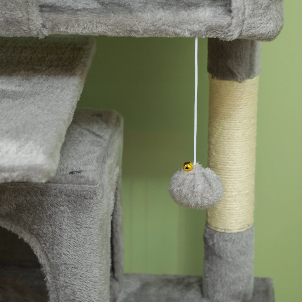 Albero per Gatti con Piattaforme Cuscini e Tunnel ¨C Zephmum ¨C Grigio Chiaro