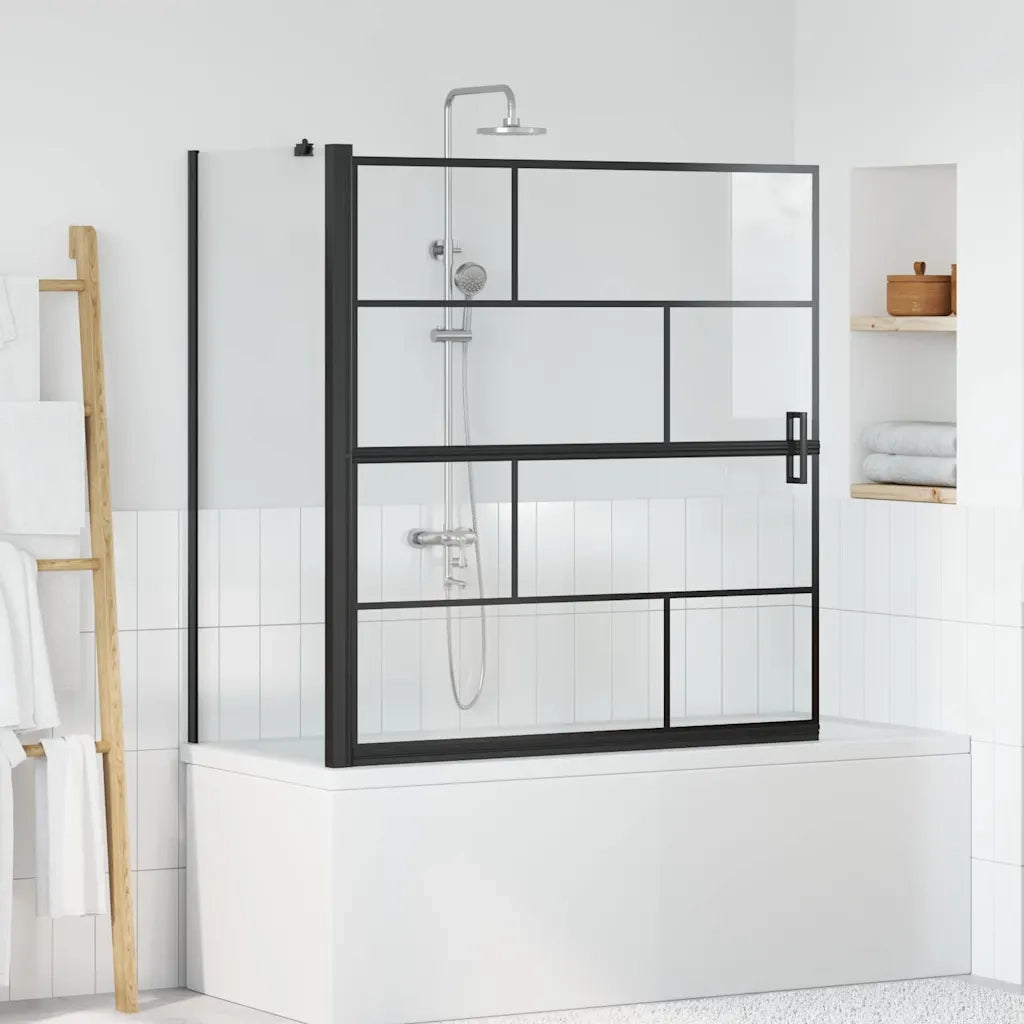 Schermo per Bagno e Doccia Nero e trasparente 116 x 68 x 128 cm
