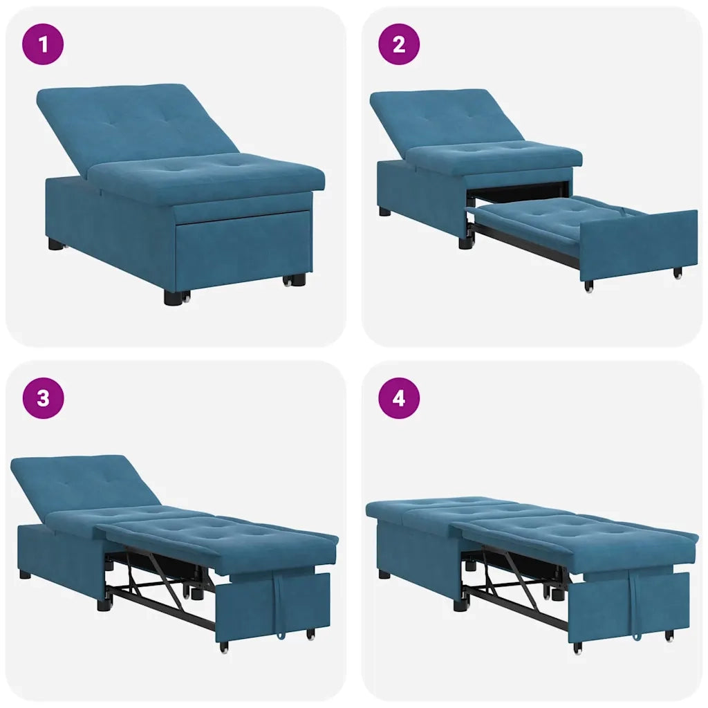 Divano letto Blu 194 x 67 x 82 cm Velluto 42008593