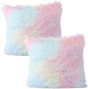 Set di 2 Cuscini Decorativi di Pelle Molle per Salotto e Camera da Letto - Design Arcobaleno, 45 x 45 cm, Ideali per Divano e Auto
