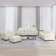 Set di Divani 4 pz con Cuscini Crema in Velluto