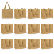 Set da 12 Borse Shopper in Juta Naturale Beige riutilizzabili cm 34 x 15 x h 28
