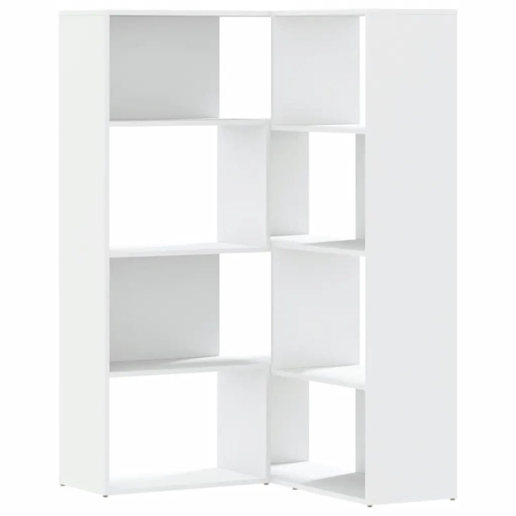 Libreria Angolare 4Ripiani Bianca 85x85x140cm Legno Multistrato