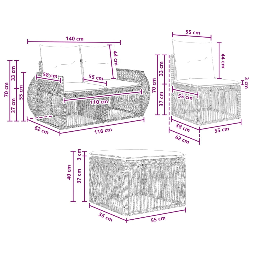 Set Divano da Giardino 10 pz Grigio e Grigio Scuro polyrattan 3435539