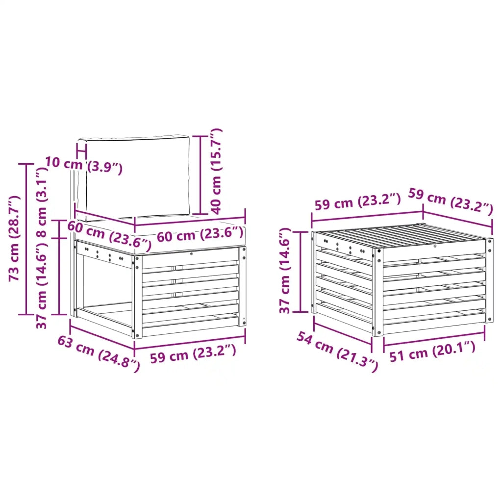 Set divani Legno di Acacia Massello 3391413