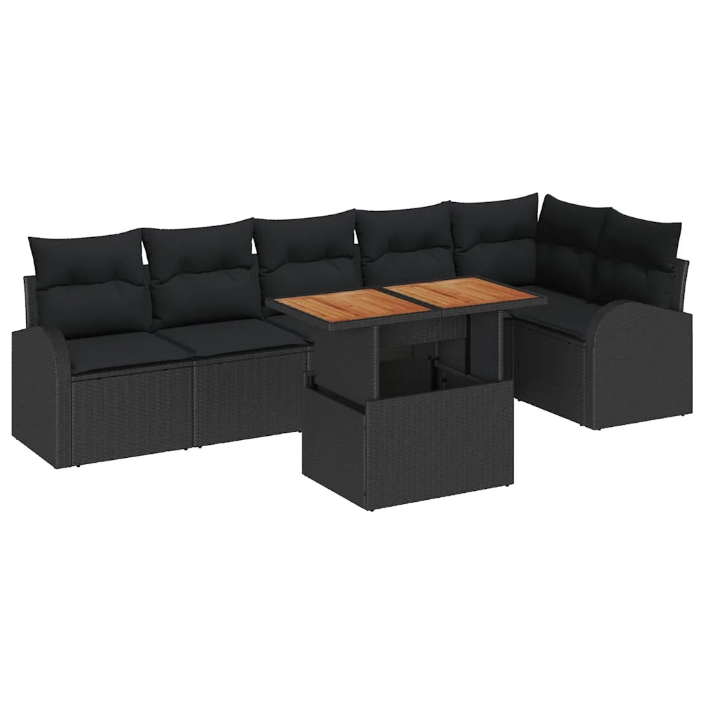 Set Divano da Giardino con cuscino 7 pcs Nero 3349596