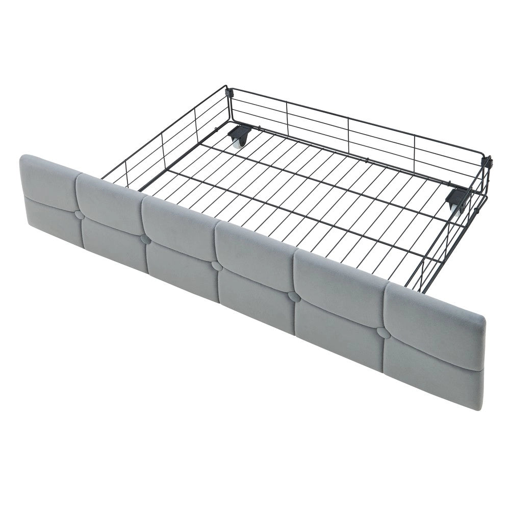 Letto Singolo Imbottito con Cassetti e LED ¨C MINIMAL ¨C Grigio 90x200