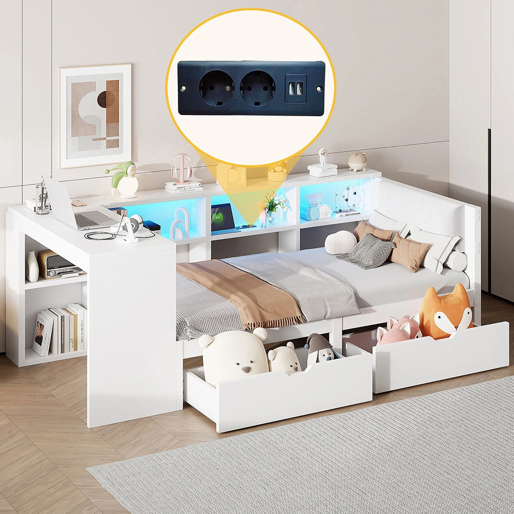 Letto contenitore - Xylo - 90x200 cm LED bianco