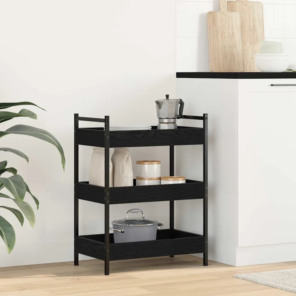 Carrello da Cucina Rovere nero 50 x 30 x 70 cm 869110