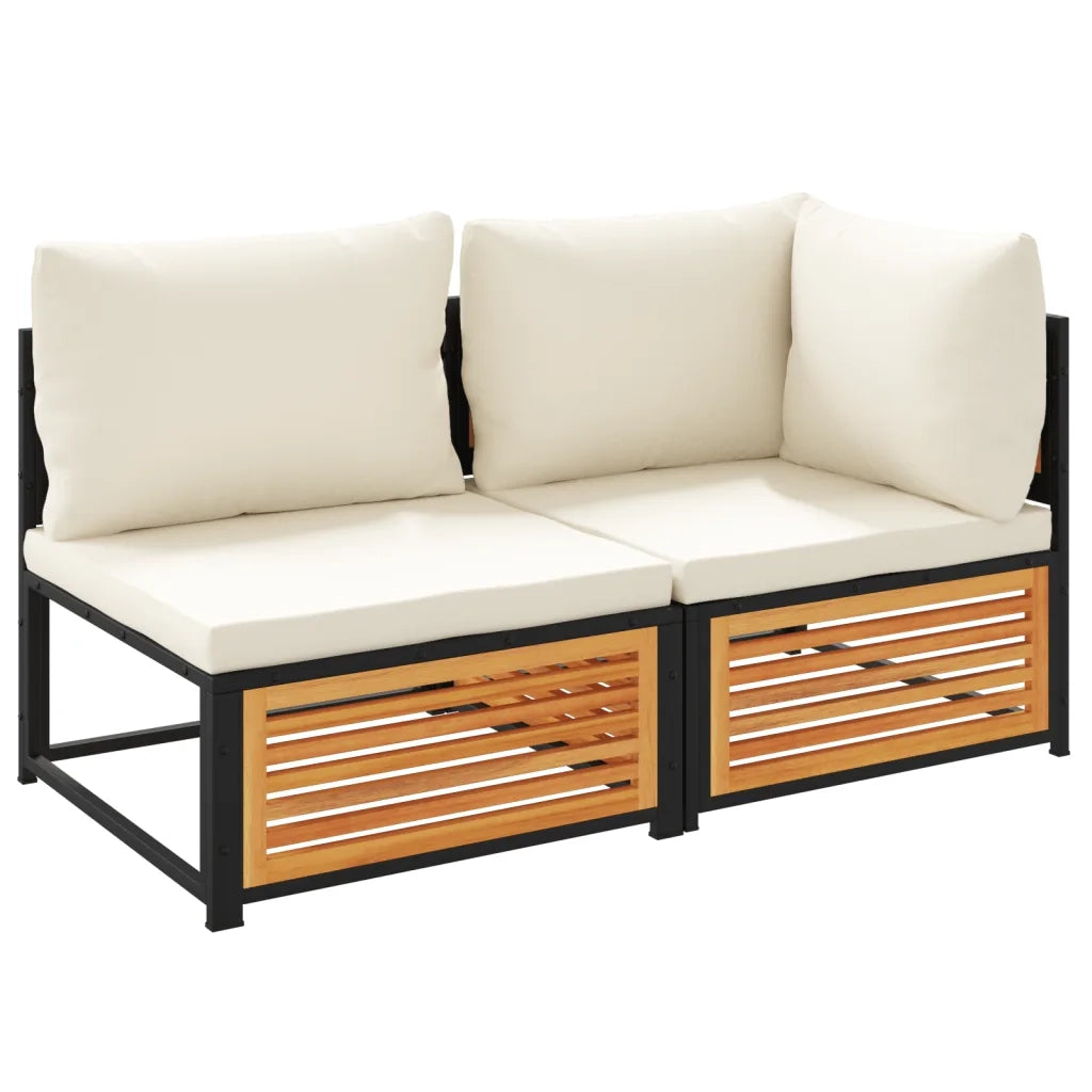 Divano da Giardino con Cuscini 2 Posti Legno Massello di Acacia 367649