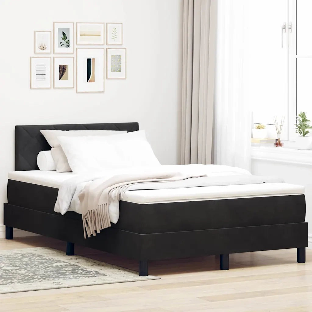 Letto a molle con materasso Nero 120 x 200 cm Velluto 3339232
