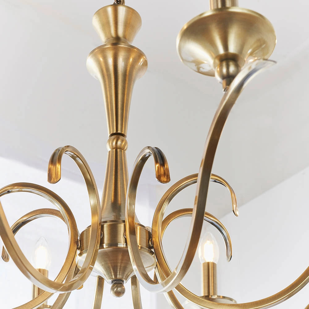 Lampadario a sospensione Kora ottone antico 8xE14 Endon