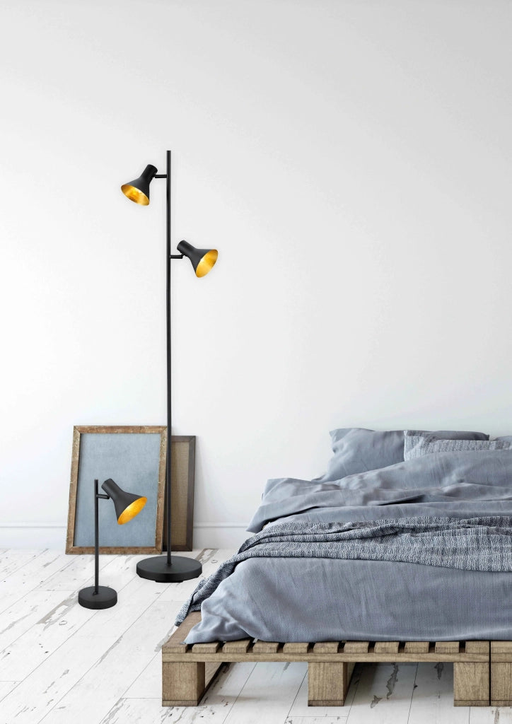 Piantana, metallo, nero e oro, H 144 cm, Nina