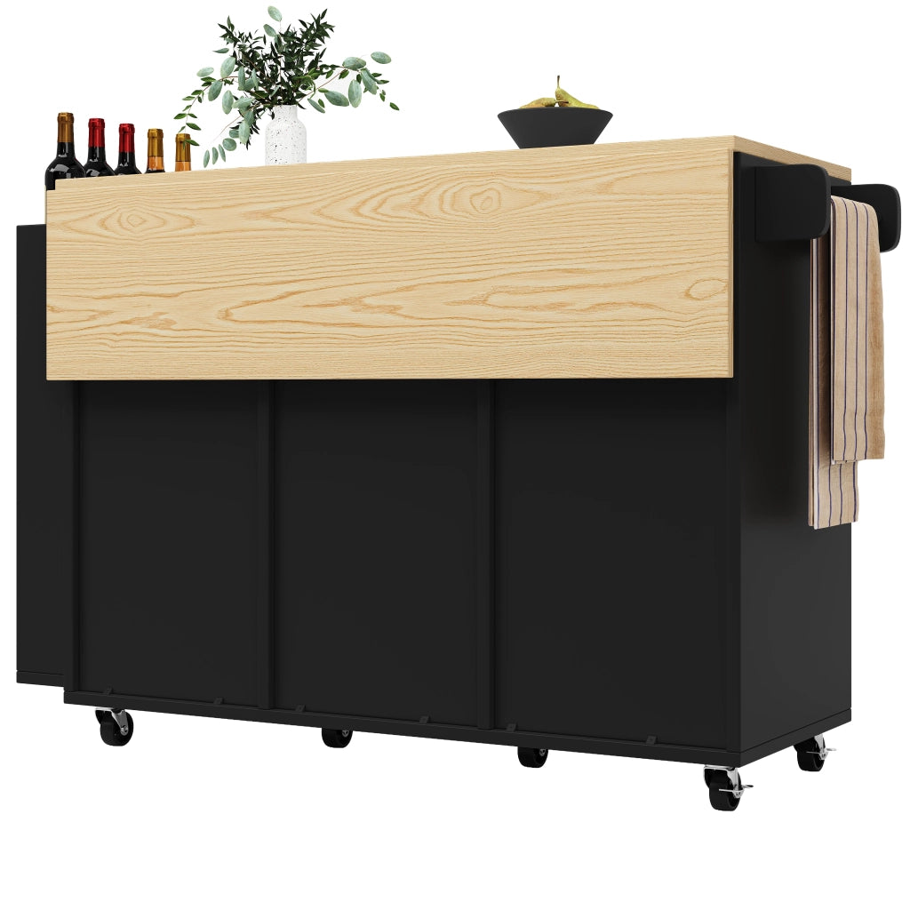 Carrello da Cucina con Cassetti e Ante Scorrevoli ¨C MINIMAL ¨C Nero