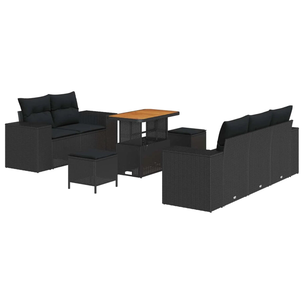 Set Divano da Giardino 8 pcs Nero polyrattan 3361949