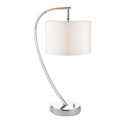 Lampada tavolo arco nichel, paralume bianco E14 Endon