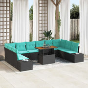 Set Divano da Giardino 11 pz Nero Poly Rattan 3358755